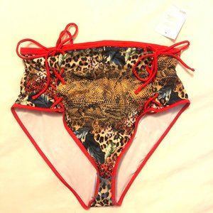 Tropical Leopard Lace Up Bikini Bottom